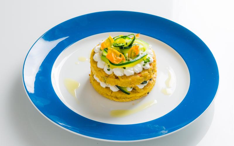 Tortino di Medaglione vegetale alle zucchine e formaggio in crema